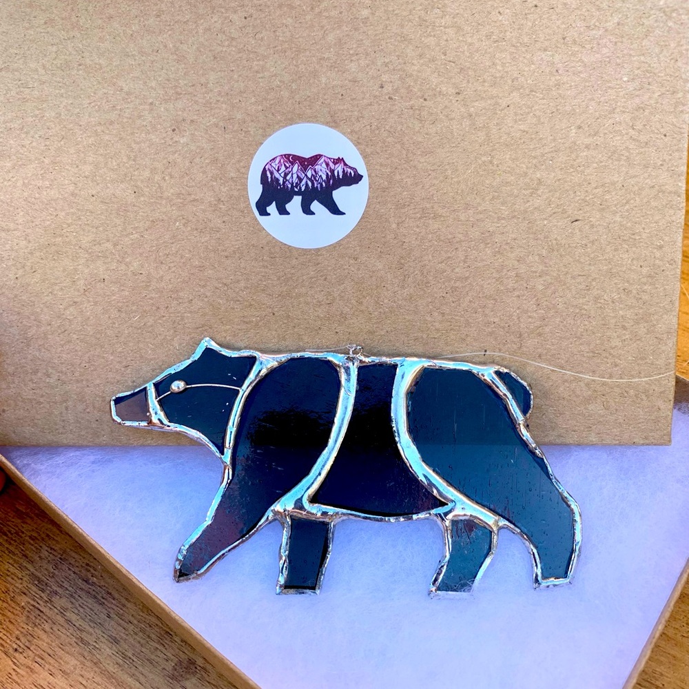 Black Bear Stained Glass Small Sun Catcher